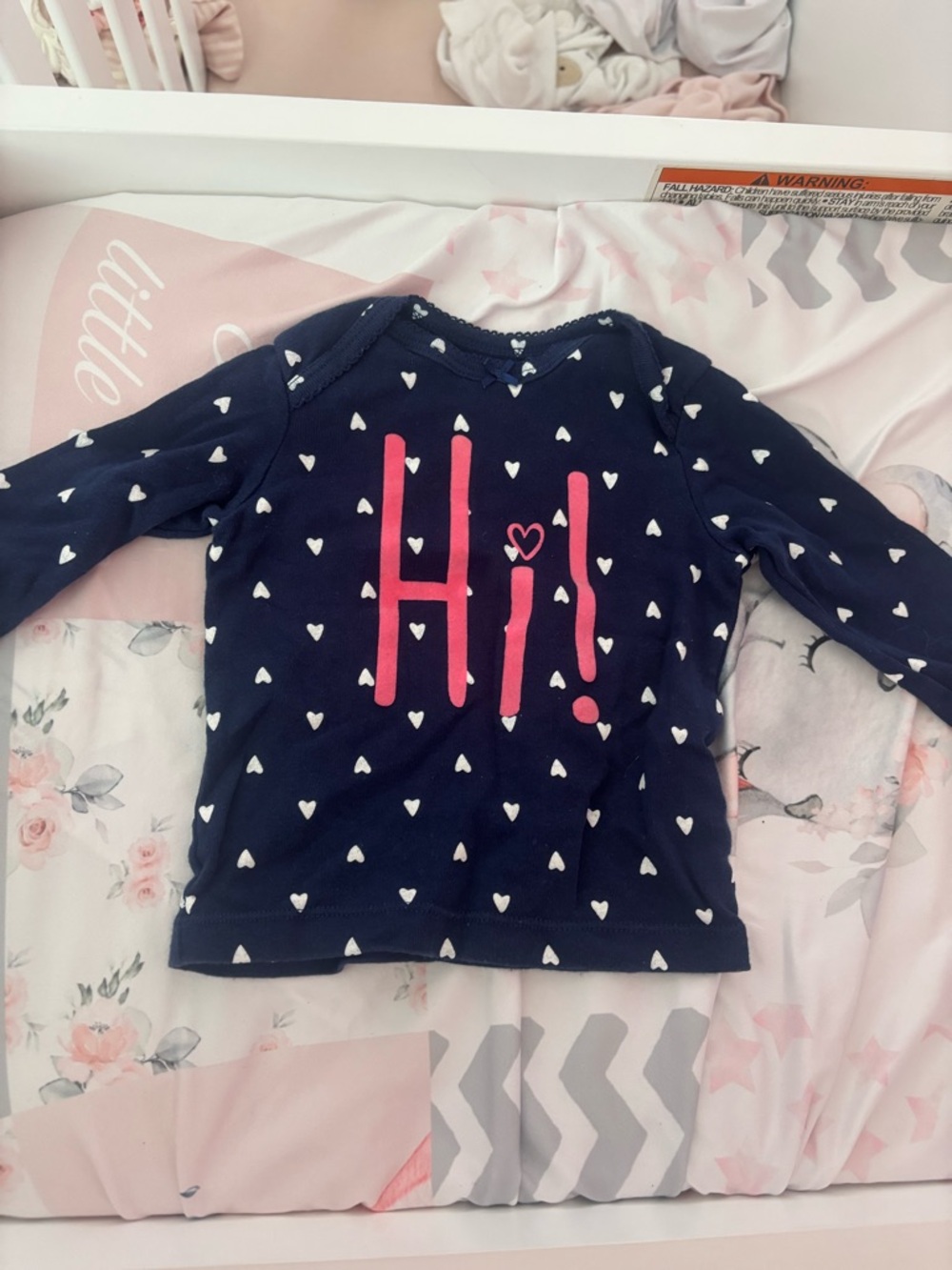 Navy Heart Print Baby Girl Top